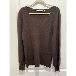 Soft Surroundings Sweater Large Pullover Brown Sweater Long Sleeves VNeck